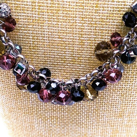 LOFT Acrylic Cluster Beaded Collar Necklace Silver-tone Chain - Picture 16 of 16